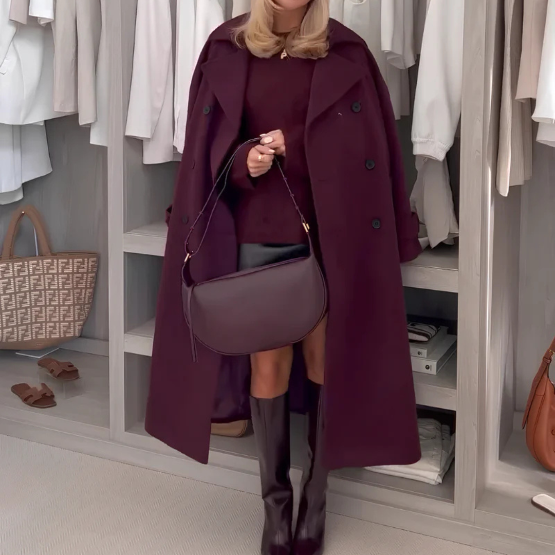 Merone™ – Manteau classique élégant rouge bordeau