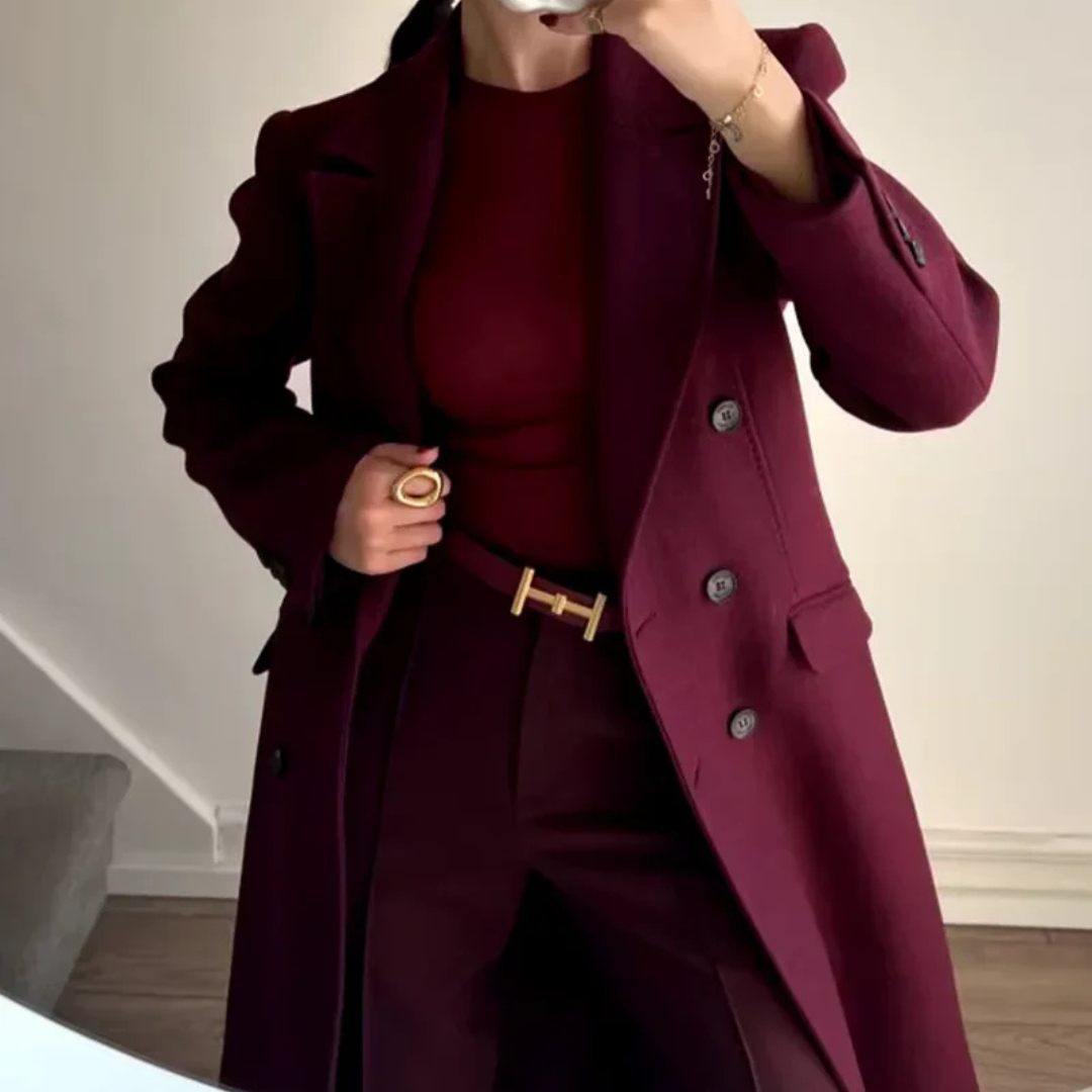 Merone™ – Manteau classique élégant rouge bordeau