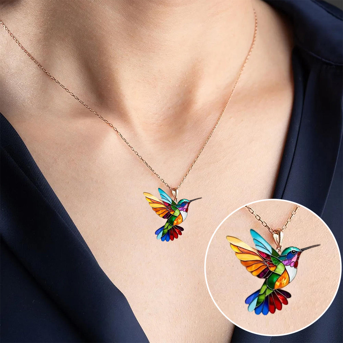 Collier Kolibri Multicolore – Pour les amoureux des oiseaux et les fans de bijoux