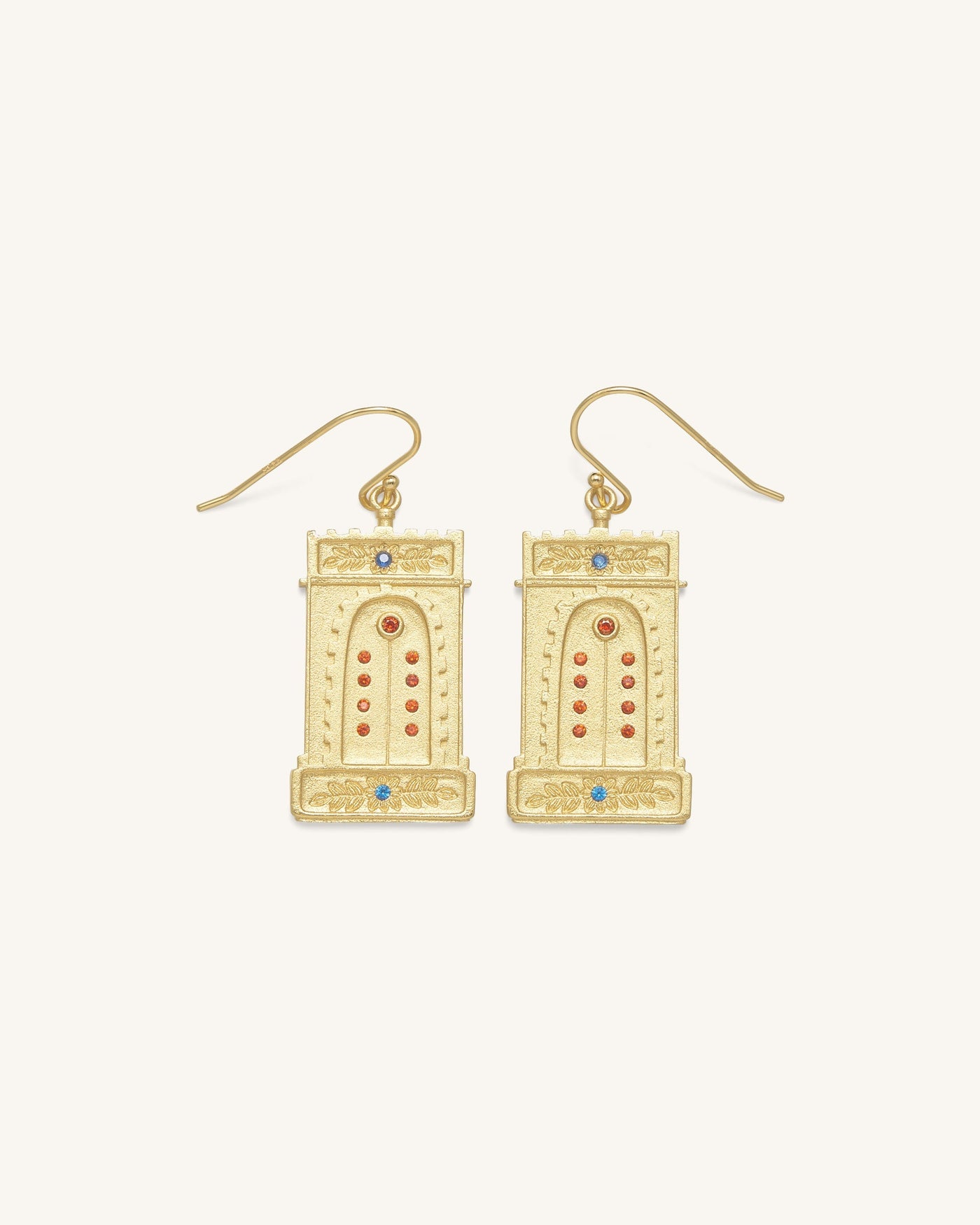 Boucles d'oreilles Arc Romain - Plaqué Or 18ct & Zircon Multicolore