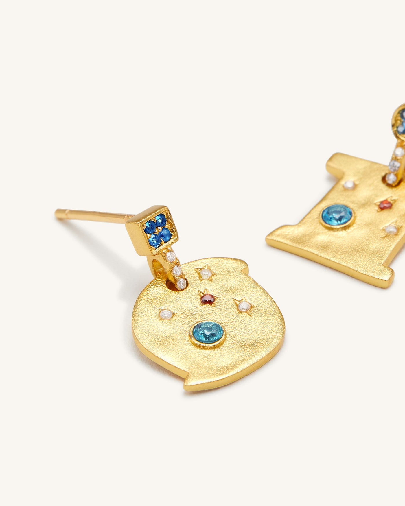 Boucles D'oreilles Cosmos - Plaqué Or 18ct & Zircon Multicolore
