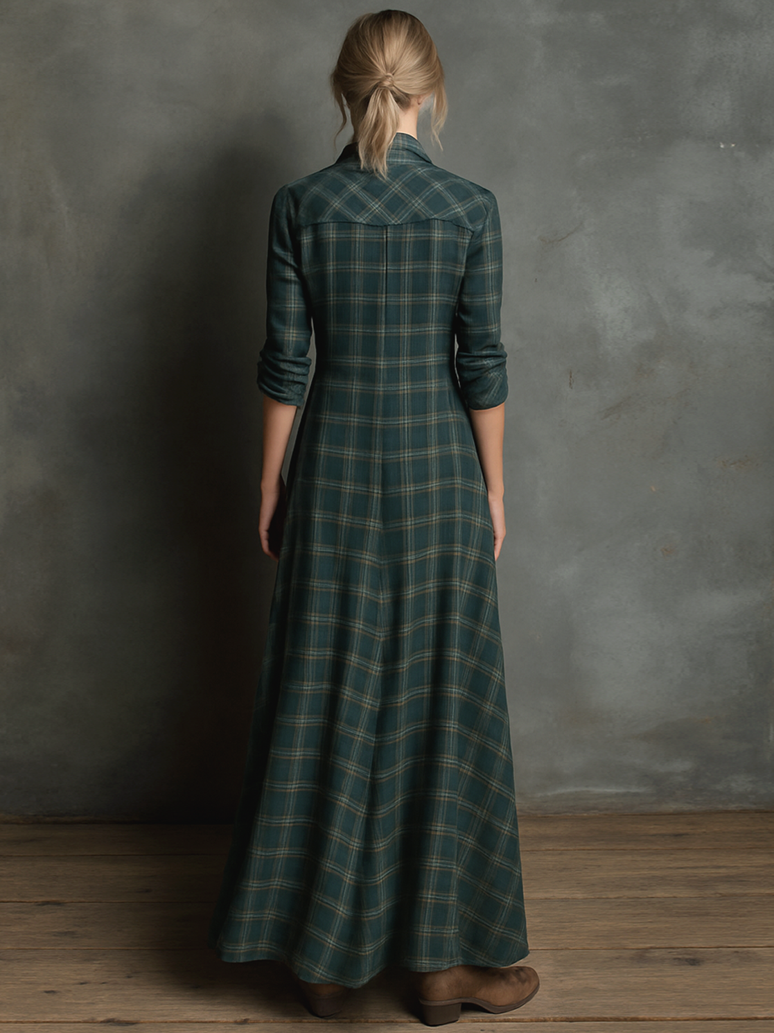 ÉLISE™ – ROBE LONGUE À RAYURES AVEC COL