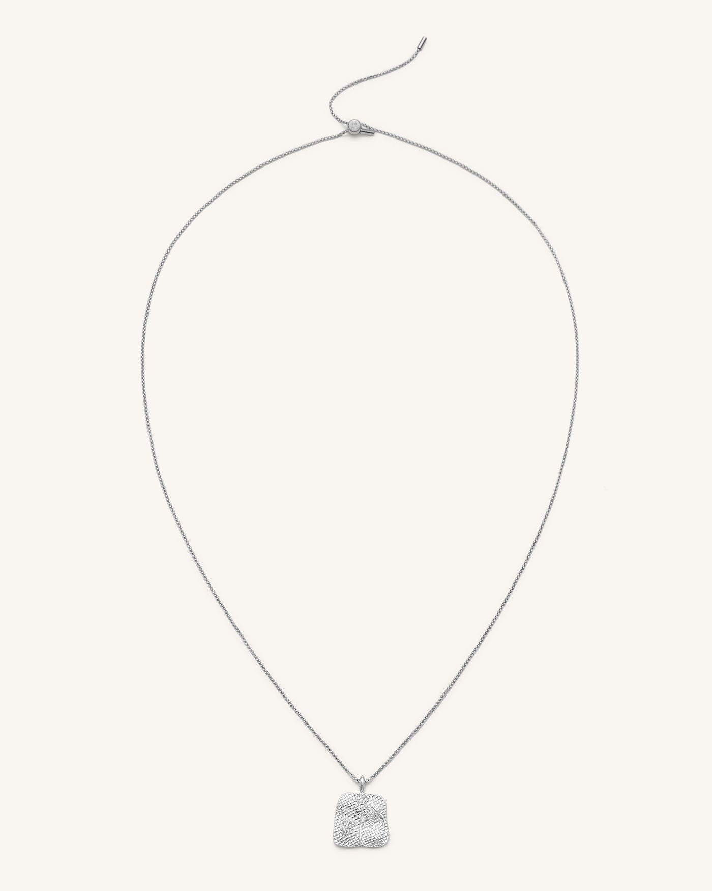 Collier à Pendentif Éventail Plantain - Plaqué Or Blanc 18ct & Zircon Blanc