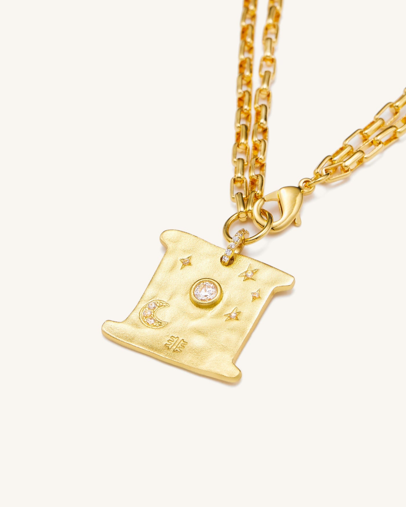 Collier Carré Cosmos - Plaqué Or 18ct & Zircon blanc