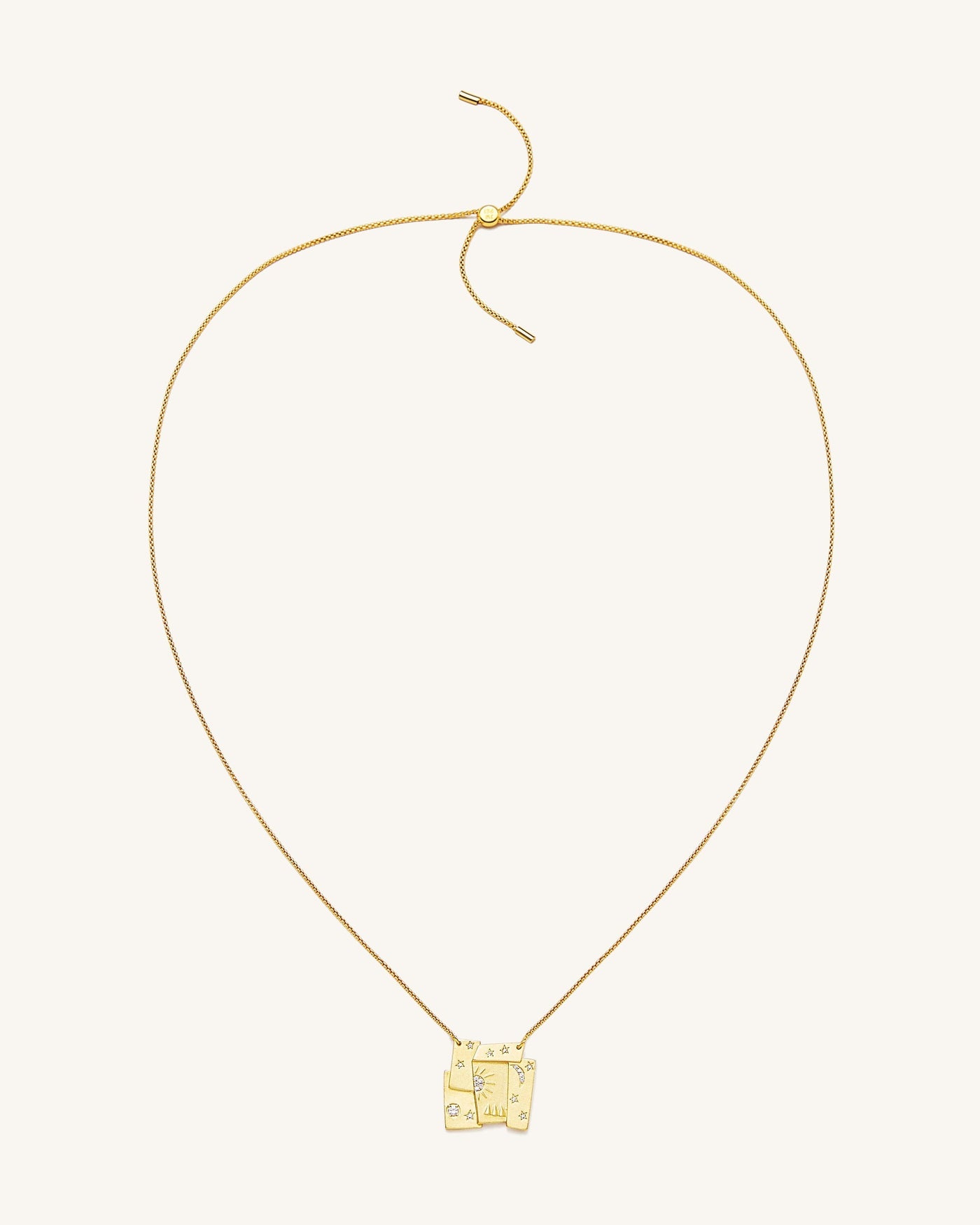 Collier Combiné Cosmos - Plaqué Or 18ct & Zircon blanc