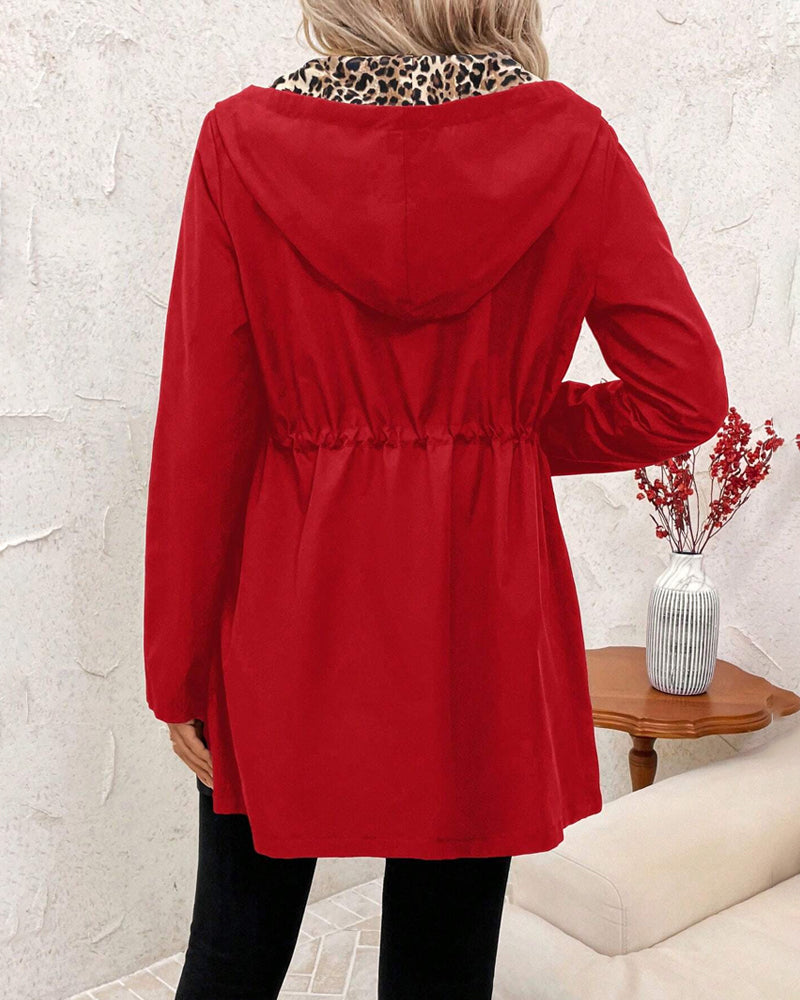 Aveline™ – Manteau Réversible à Capuche Léopard