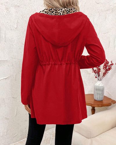 Aveline™ – Manteau Réversible à Capuche Léopard